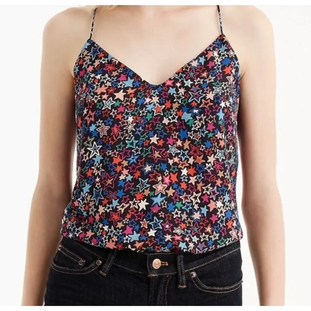 J Crew Carrie Cami Kaleidoscope Star Tank Top Y-back black H6568